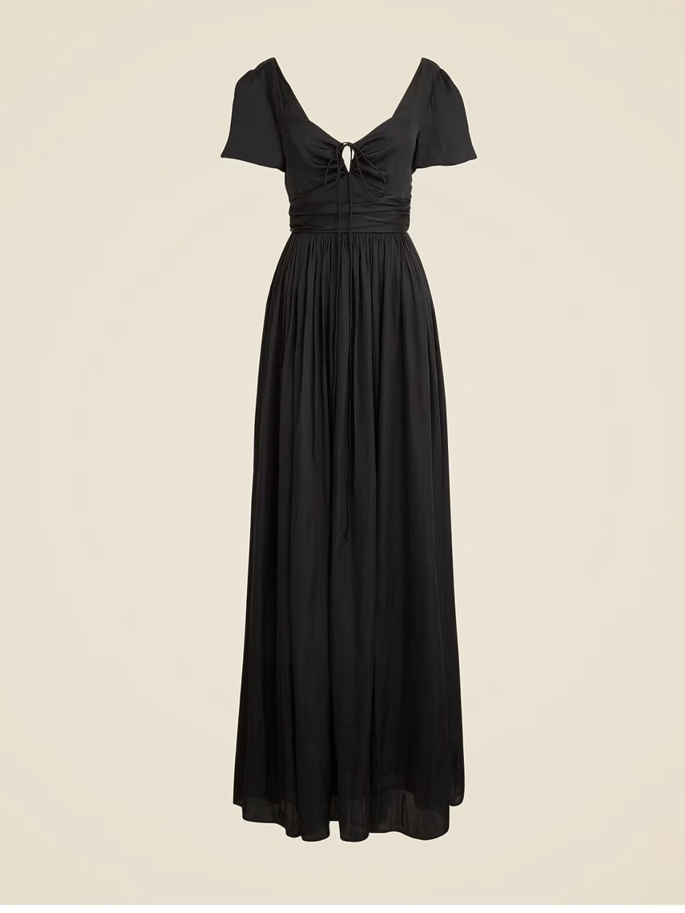 J.Crew Tie-neck flutter sleeve dress in luster crepe black Size 10